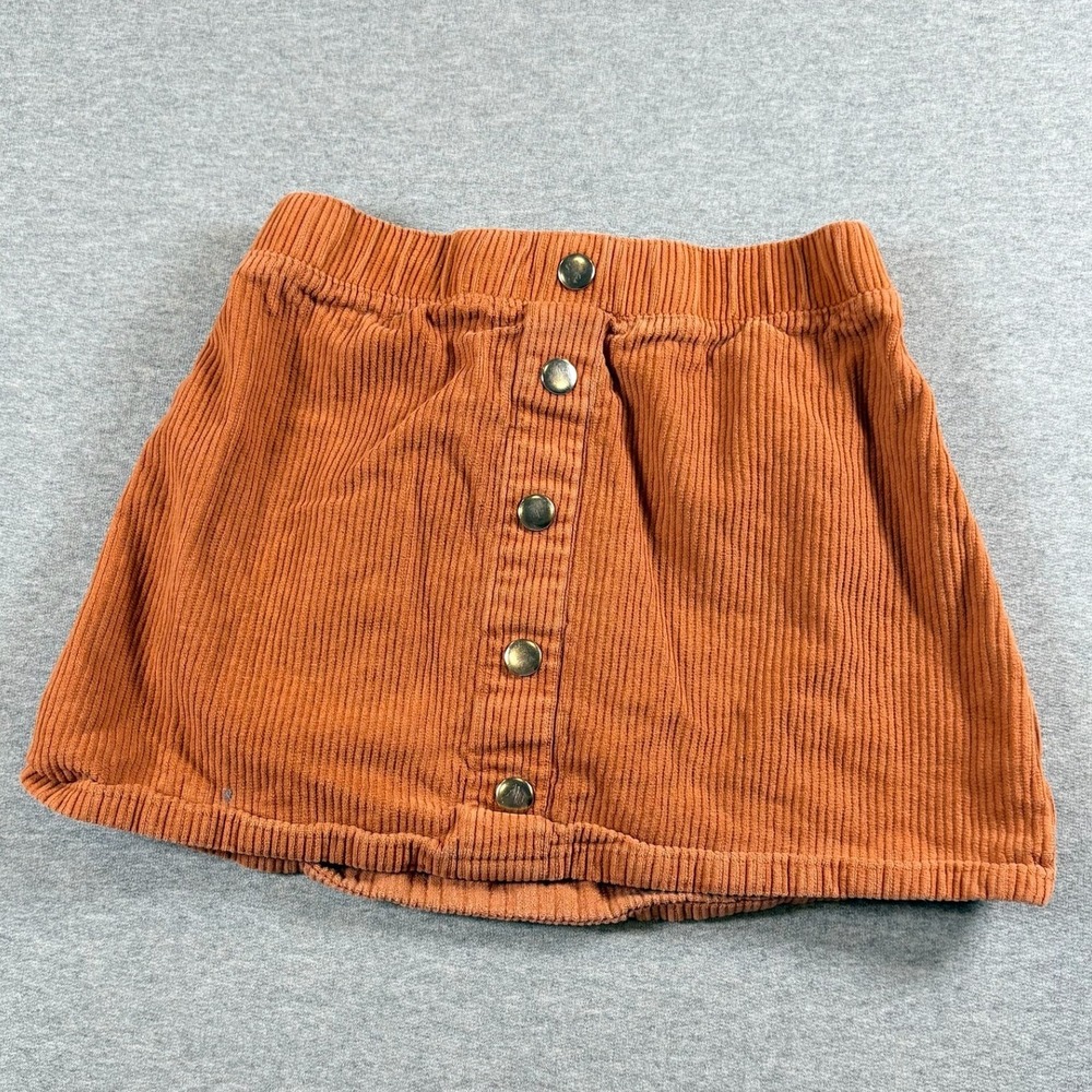 Cynthia Rowley Skirt Girls M (7/8) Orange Corduroy Button Front Elastic Waist
